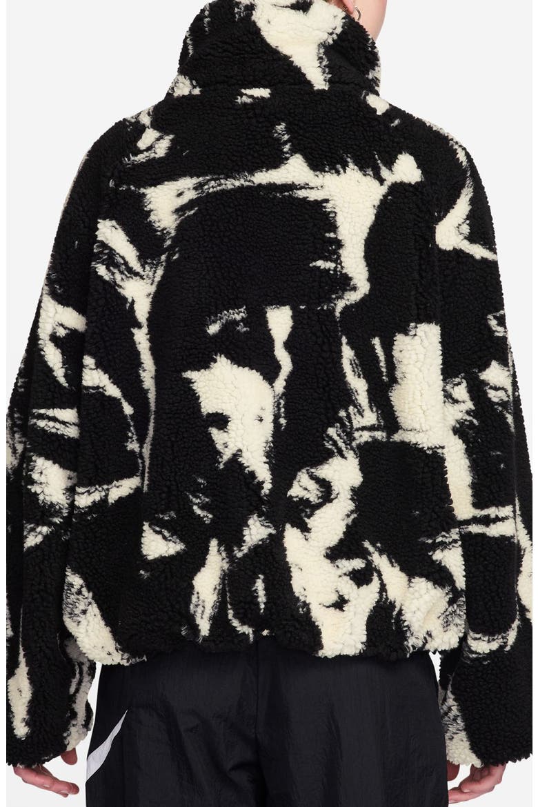 AOP Street Oversize Faux Shearling Jacket, Alternate, color, 010 BLACK/SAIL
