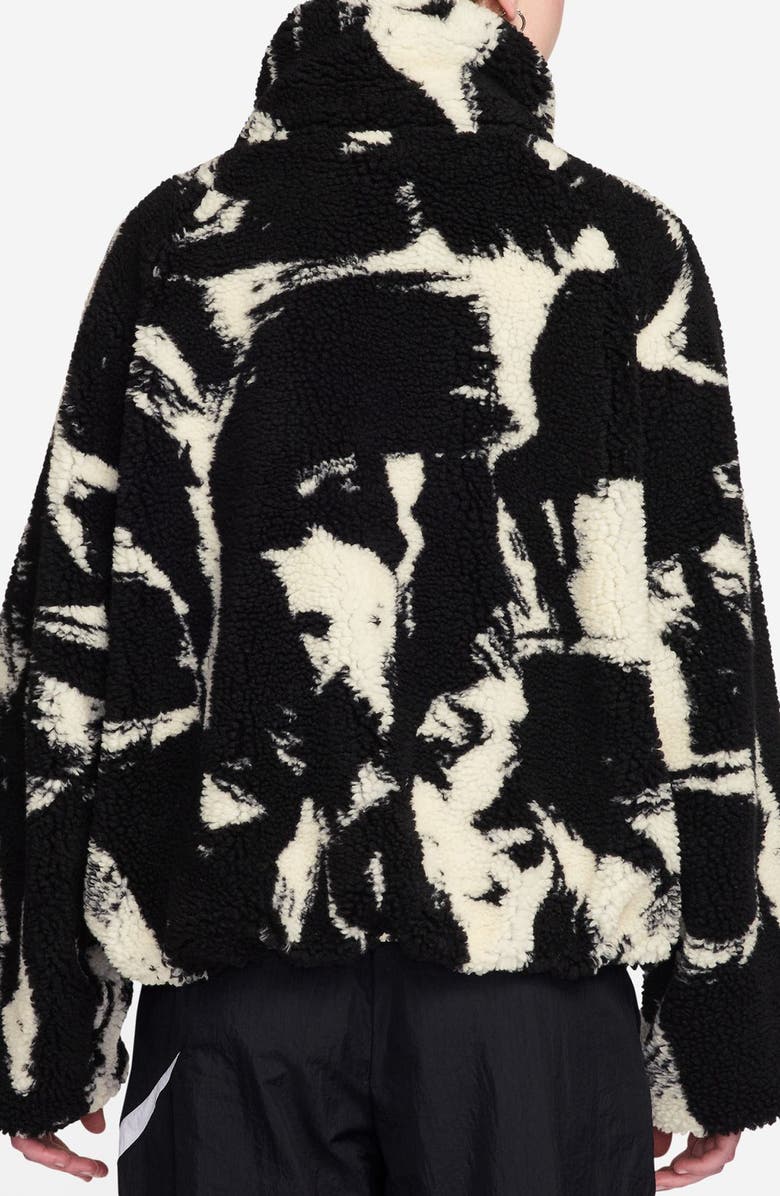 Nike AOP Street Oversize Faux Shearling Jacket, Alternate, color, Black/ Black/ Sail