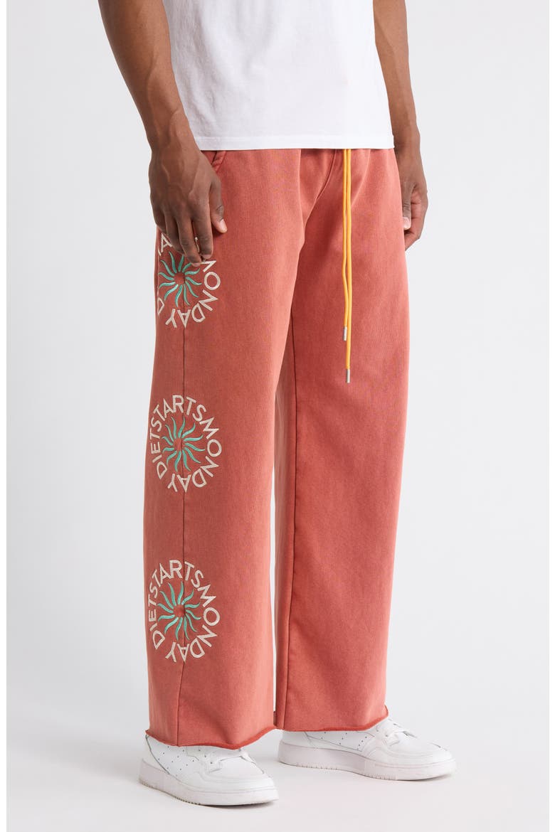 Sol Embroidered Wide Leg Sweatpants, Alternate, color, RED