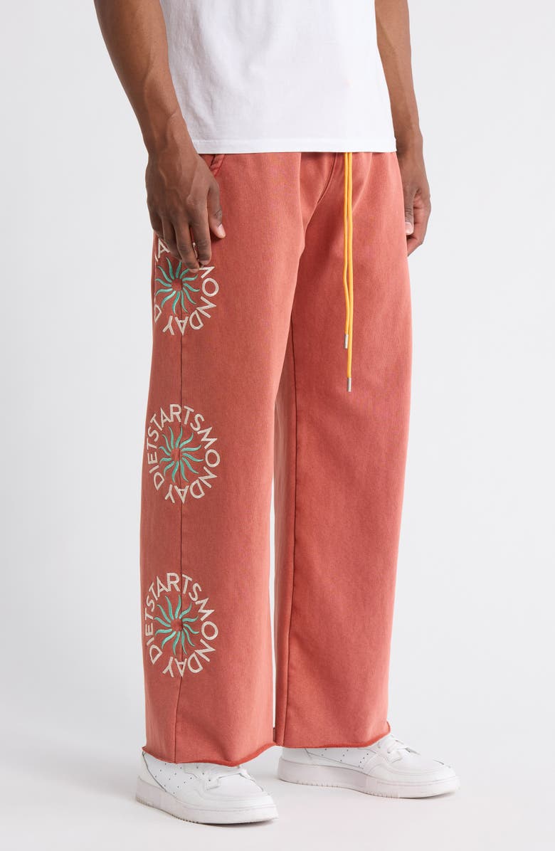 DIET STARTS MONDAY Sol Embroidered Wide Leg Sweatpants, Alternate, color, Red