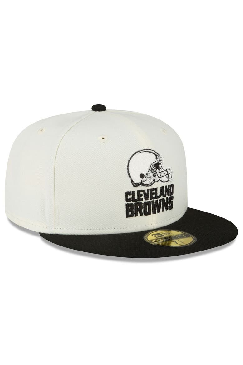 Men's New Era Cream/Black Cleveland Browns Chrome Collection 59FIFTY Fitted Hat, Alternate, color, Cream