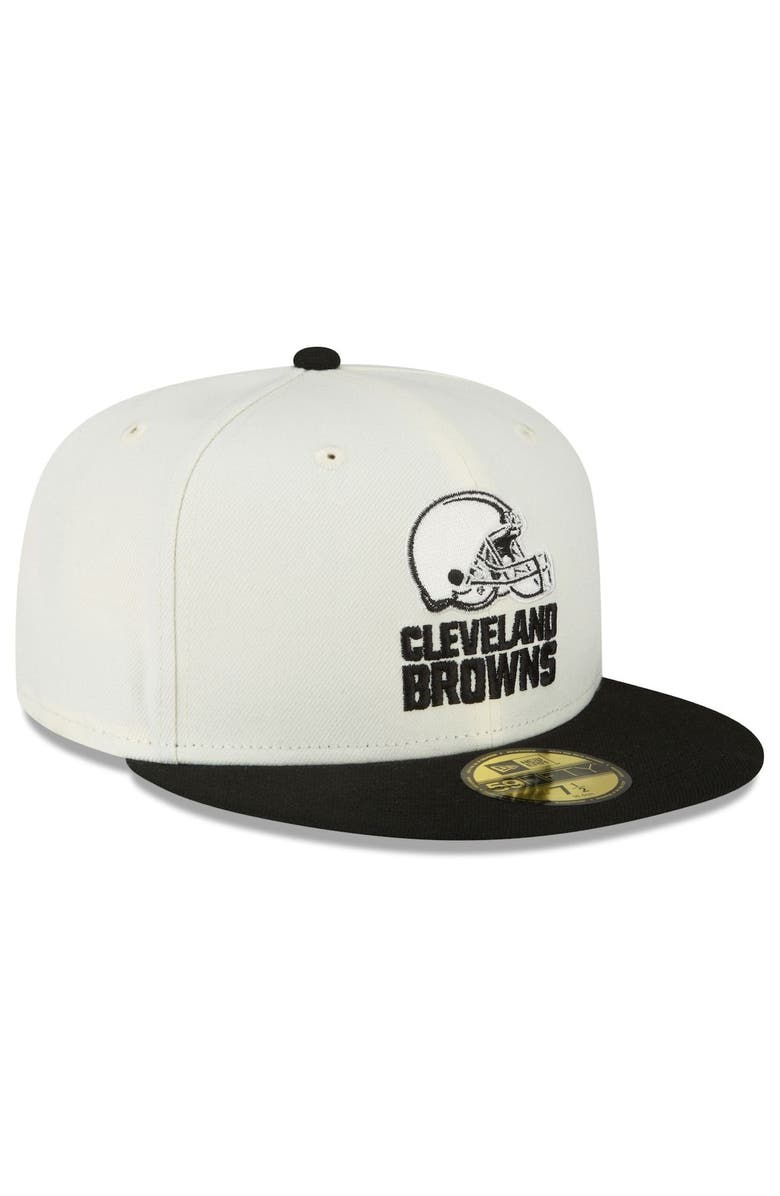 New Era Men's New Era Cream/Black Cleveland Browns Chrome Collection 59FIFTY Fitted Hat, Alternate, color, 
