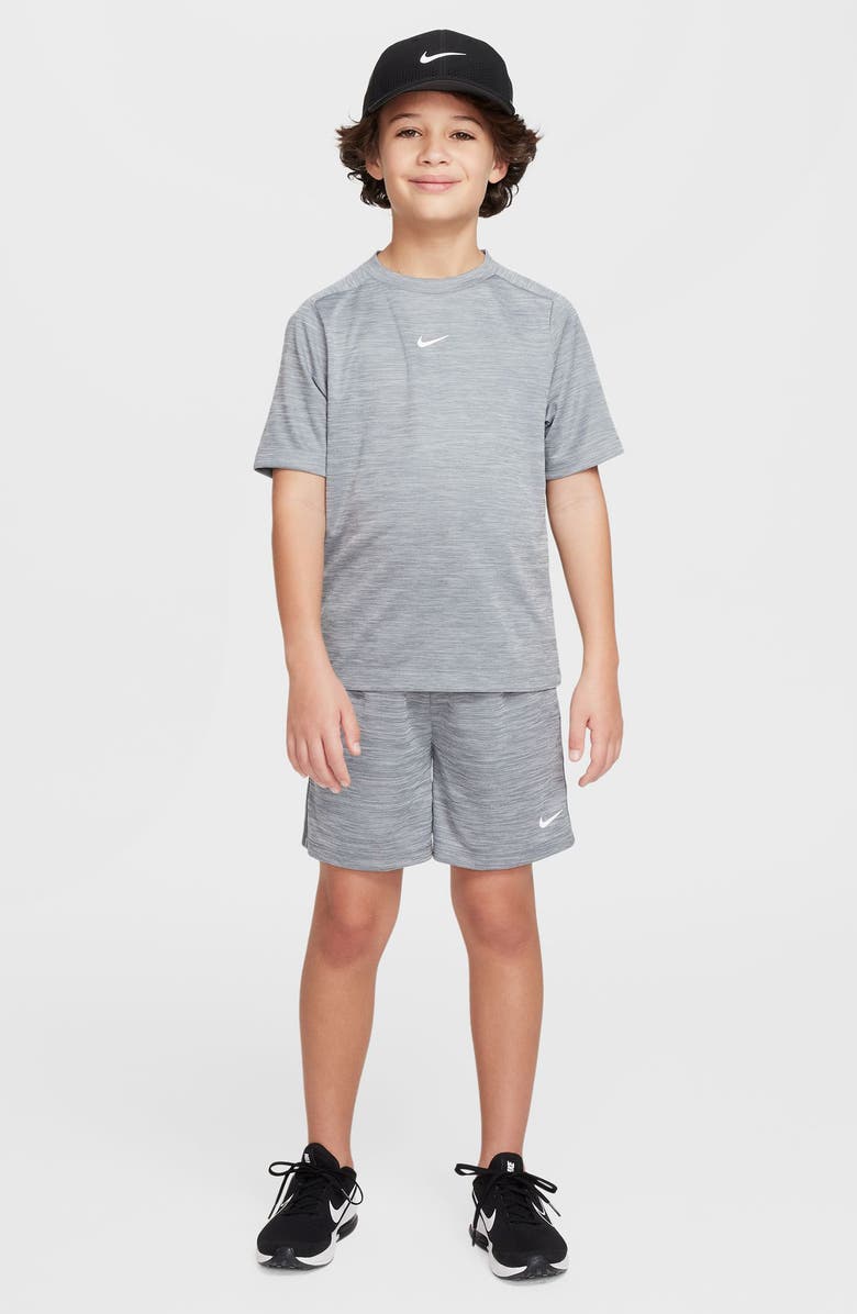 Nike Kids' Heathered Dri-FIT Swoosh Graphic T-Shirt, Alternate, color, Smoke Grey/ Photon Dust/ White