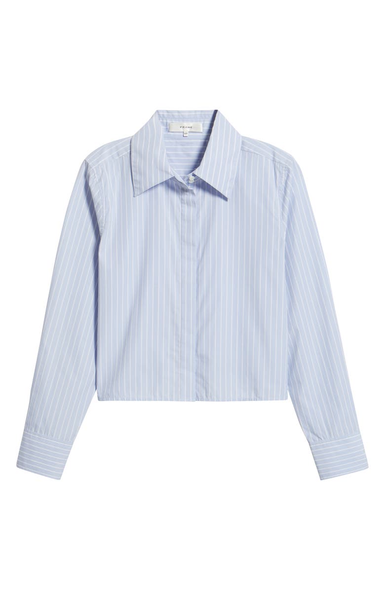 FRAME The Modern Collar Stripe Crop Button-Up Shirt, Alternate, color, Oxford Blue Multi