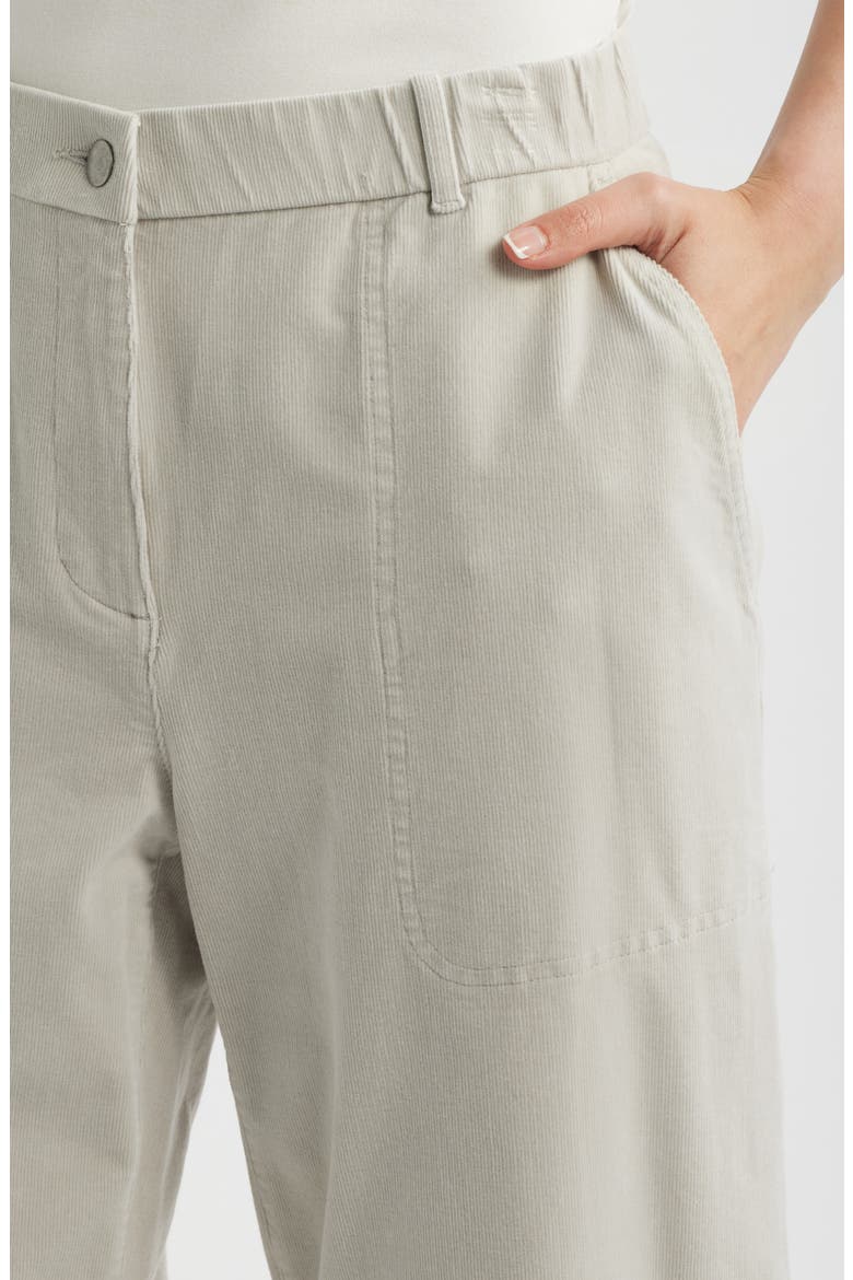 Stretch Organic Cotton Corduroy Arch Wide Leg Ankle Pants, Alternate, color, CHALK