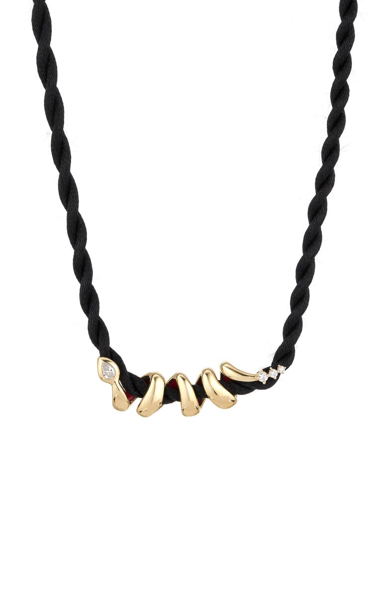 Adina Reyter Big Bead XL Year of the Snake 14K & Lab Grown Diamond Wrap Pendant Braided Necklace, Main, color, Yellow Gold