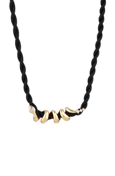 Big Bead XL Year of the Snake 14K & Lab Grown Diamond Wrap Pendant Braided Necklace