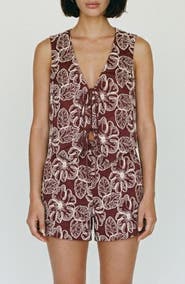 VERO MODA Millia Floral Embroidered Tie Front Top