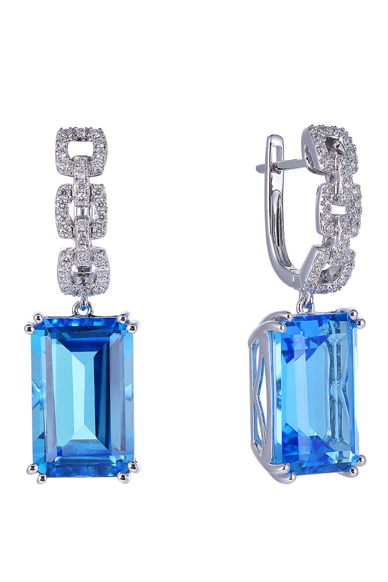 Swiss Blue Topaz Earrings with Diamonds, Main, color, Swiss Blue