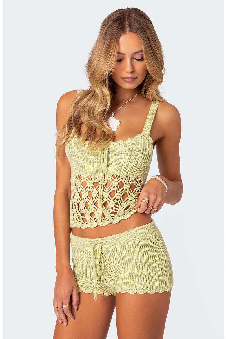 Danika Mixed Open Stitch Crop Top, Alternate, color, SAGE