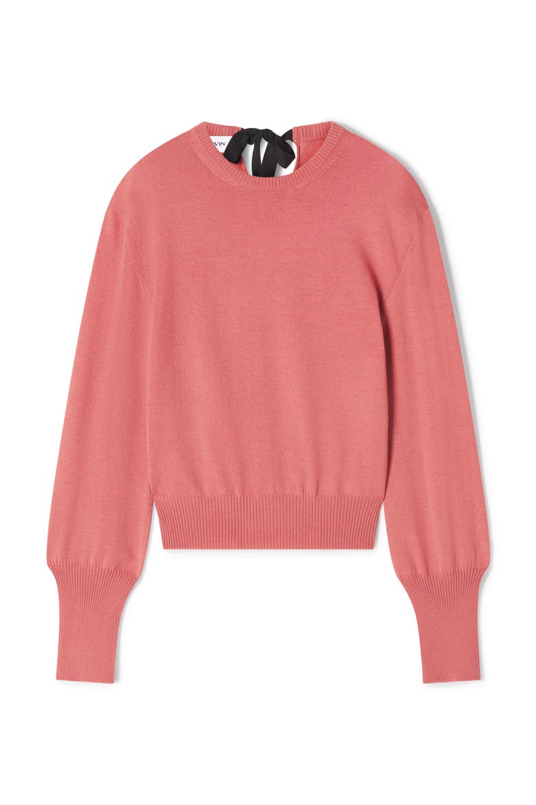Wool Sweater With Grosgrain Detail, Alternate, color, Pink