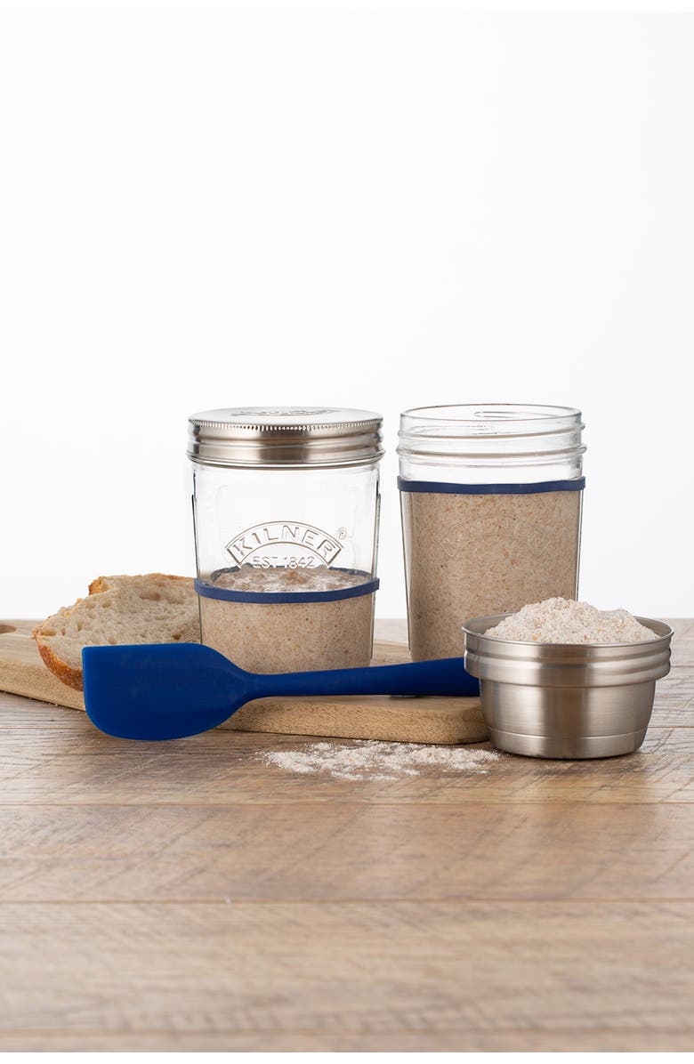 Kilner Sourdough Starter Set, 2 Glass Jars with Spatula and Measuring Markers, Alternate, color, Clear