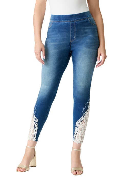 Plus Size 360° Stretch Lace Applique Jean
