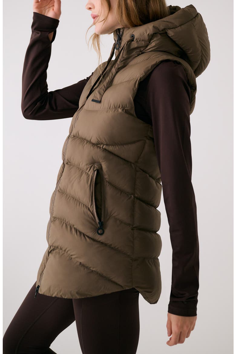 Transition Water Repellent Hooded Quilted Vest, Alternate, color, MOCHA