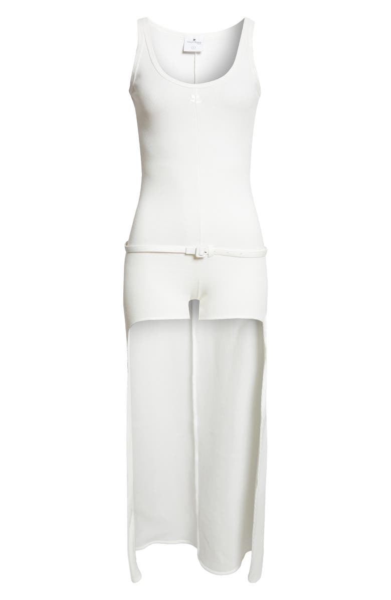 Courrèges Droptail Cotton Rib Unitard, Main, color, Heritage White