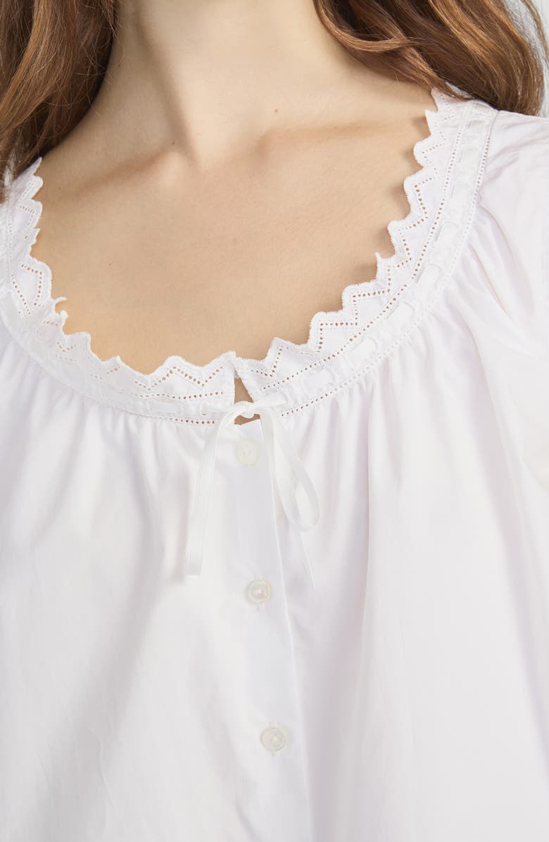 FRAME The Serene Eyelet Trim Cotton Top, Alternate, color, White