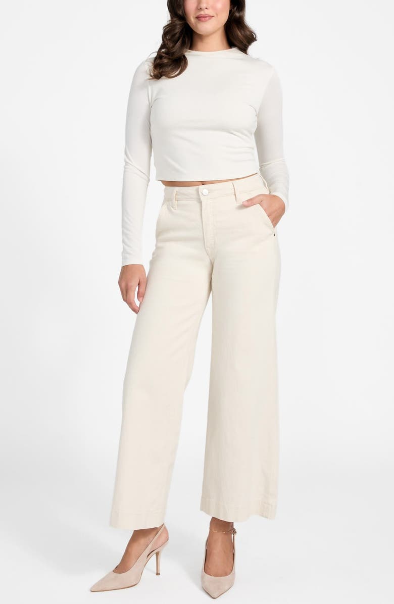 GUESS Zoya High Waist Wide Leg Jeans, Alternate, color, Beige