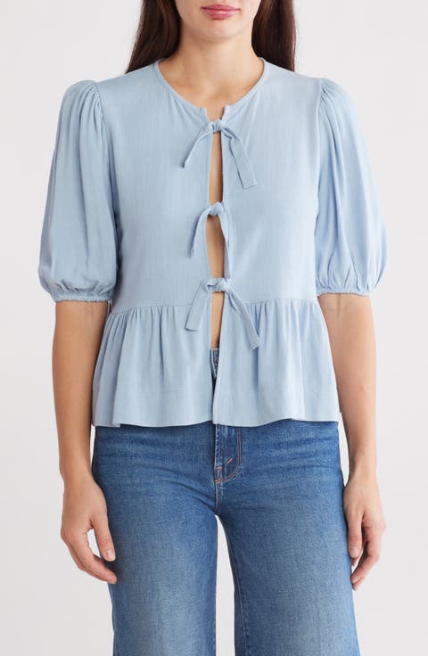 Tie Front Peplum Top