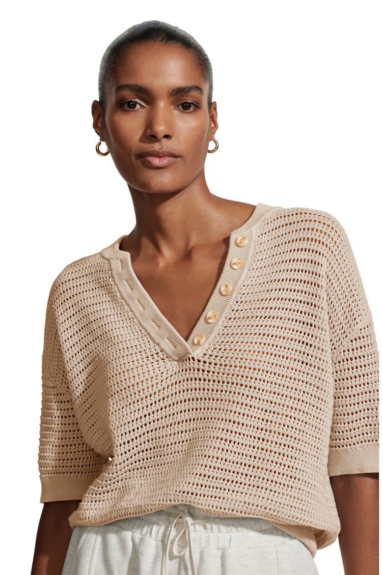Callie Sheer Knit Cotton Top, Alternate, color, MOONLIGHT
