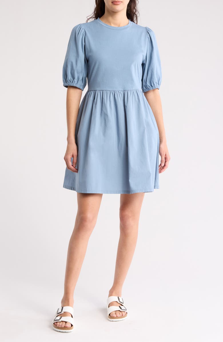 Treasure & Bond Mixed Media Dress, Main, color, Blue Niagara