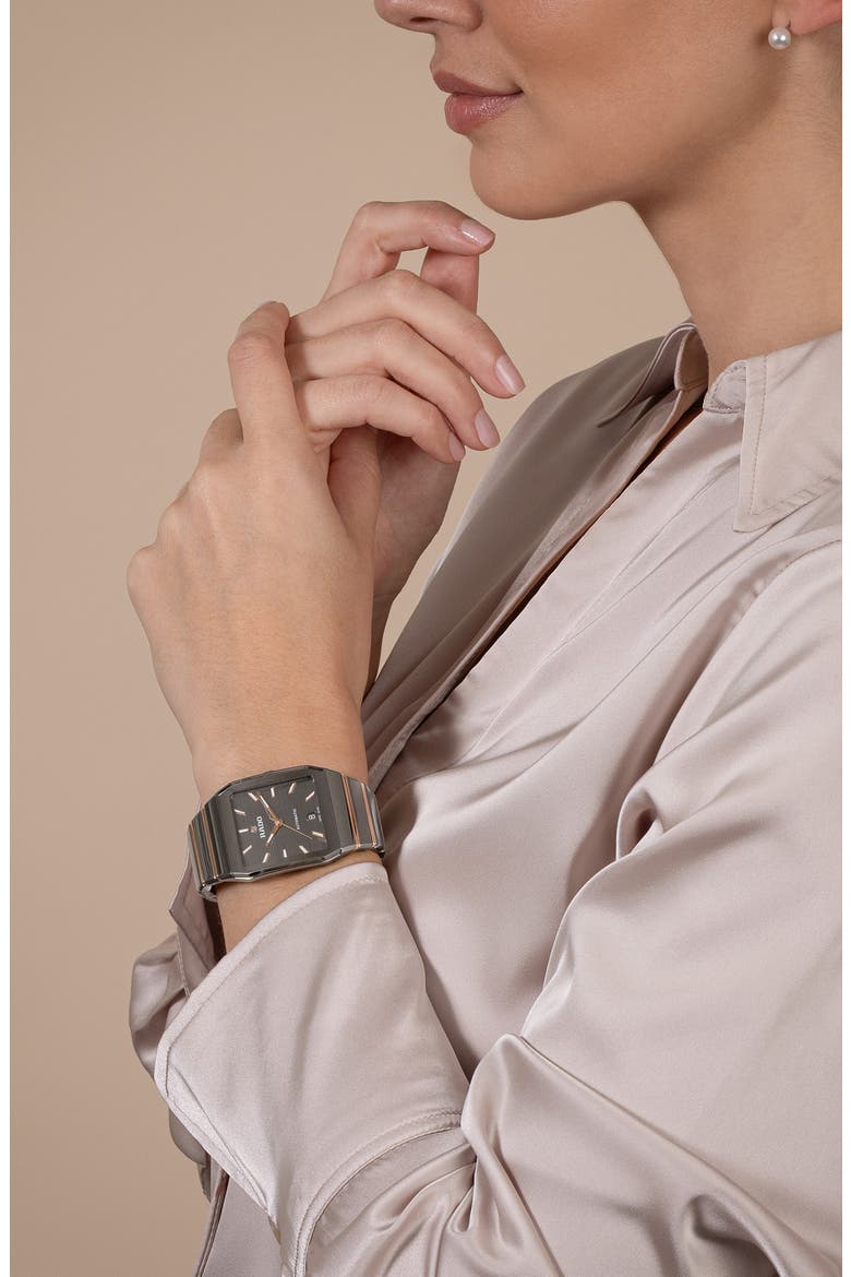 Anatom Automatic Ceramic Bracelet Watch, 32.5mm, Alternate, color, BLACK
