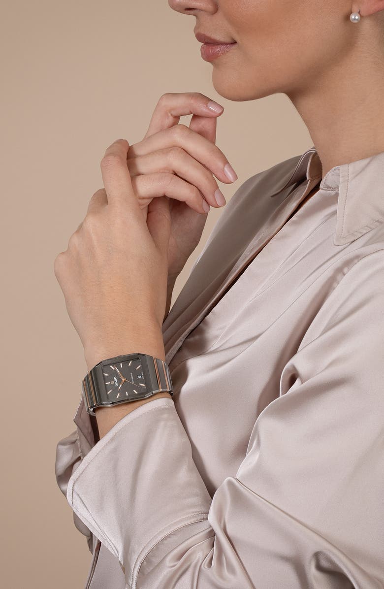 RADO Anatom Automatic Ceramic Bracelet Watch, 32.5mm, Alternate, color, Black