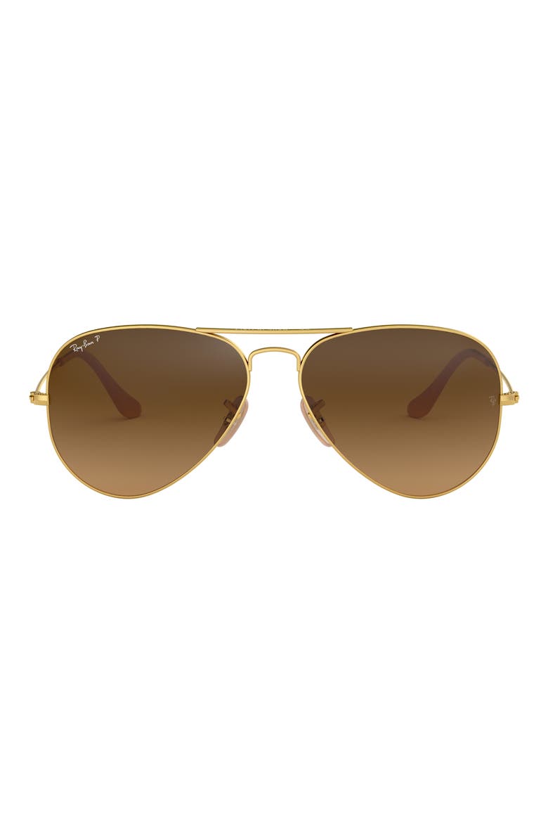 55mm Polarized Pilot Sunglasses, Main, color, MATTE BROWN