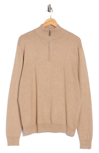 Tom Baine Quarter Zip Pullover In Brown