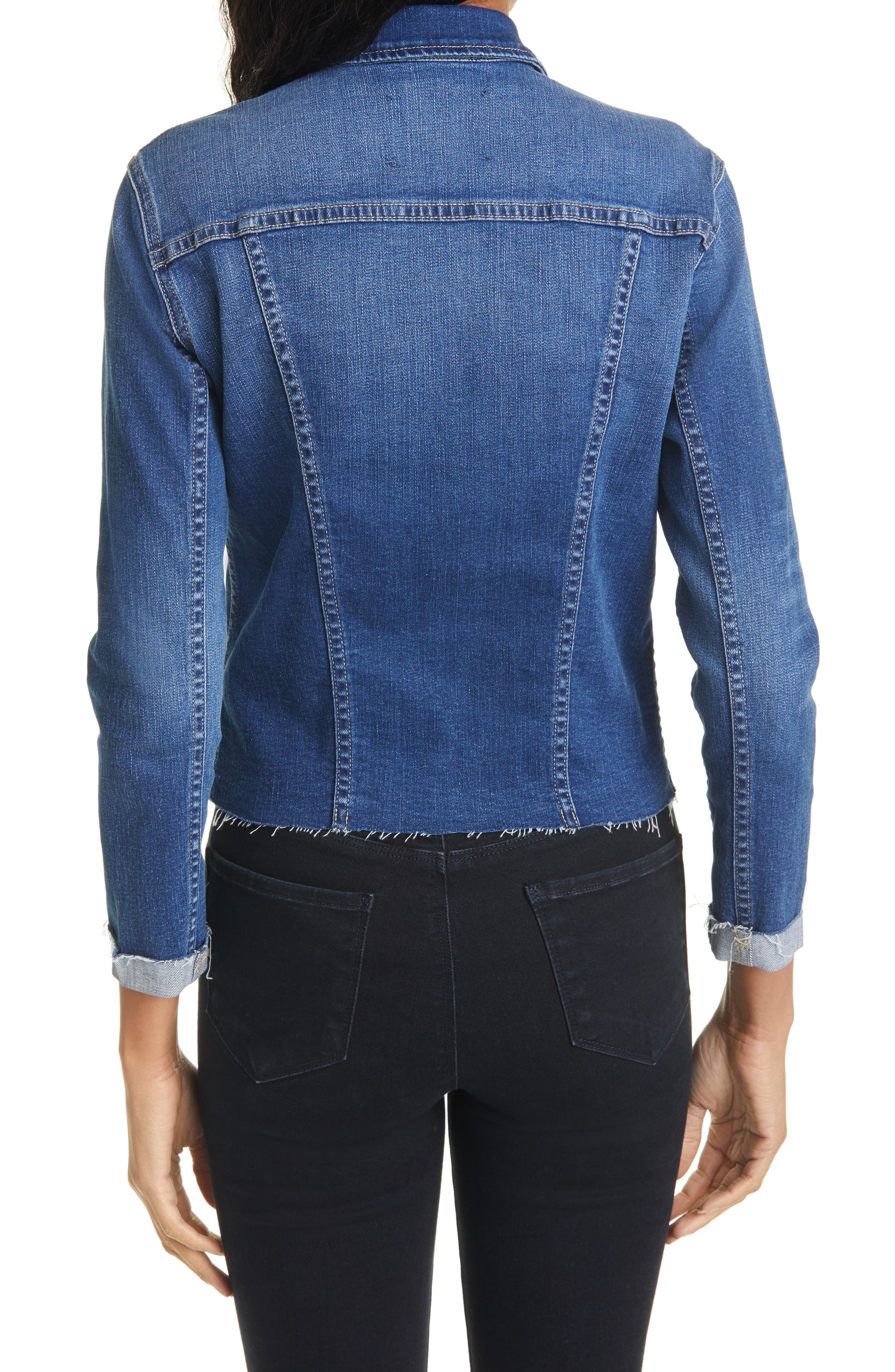 Женские L'AGENCE Janelle Raw Cut Slim Denim Jacket — фото 2