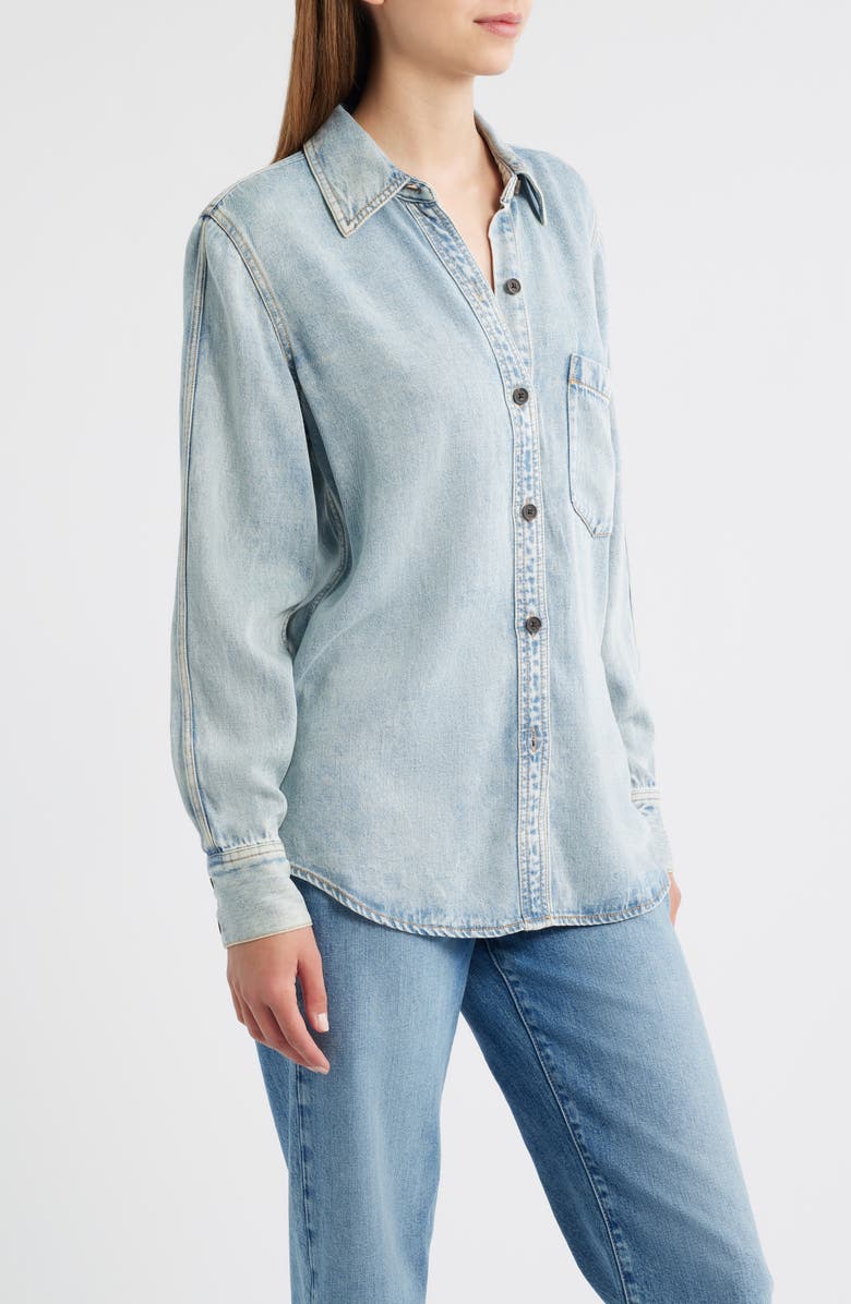Rails Atticus Denim Button-Up Shirt, Alternate, color, Bleached Indigo