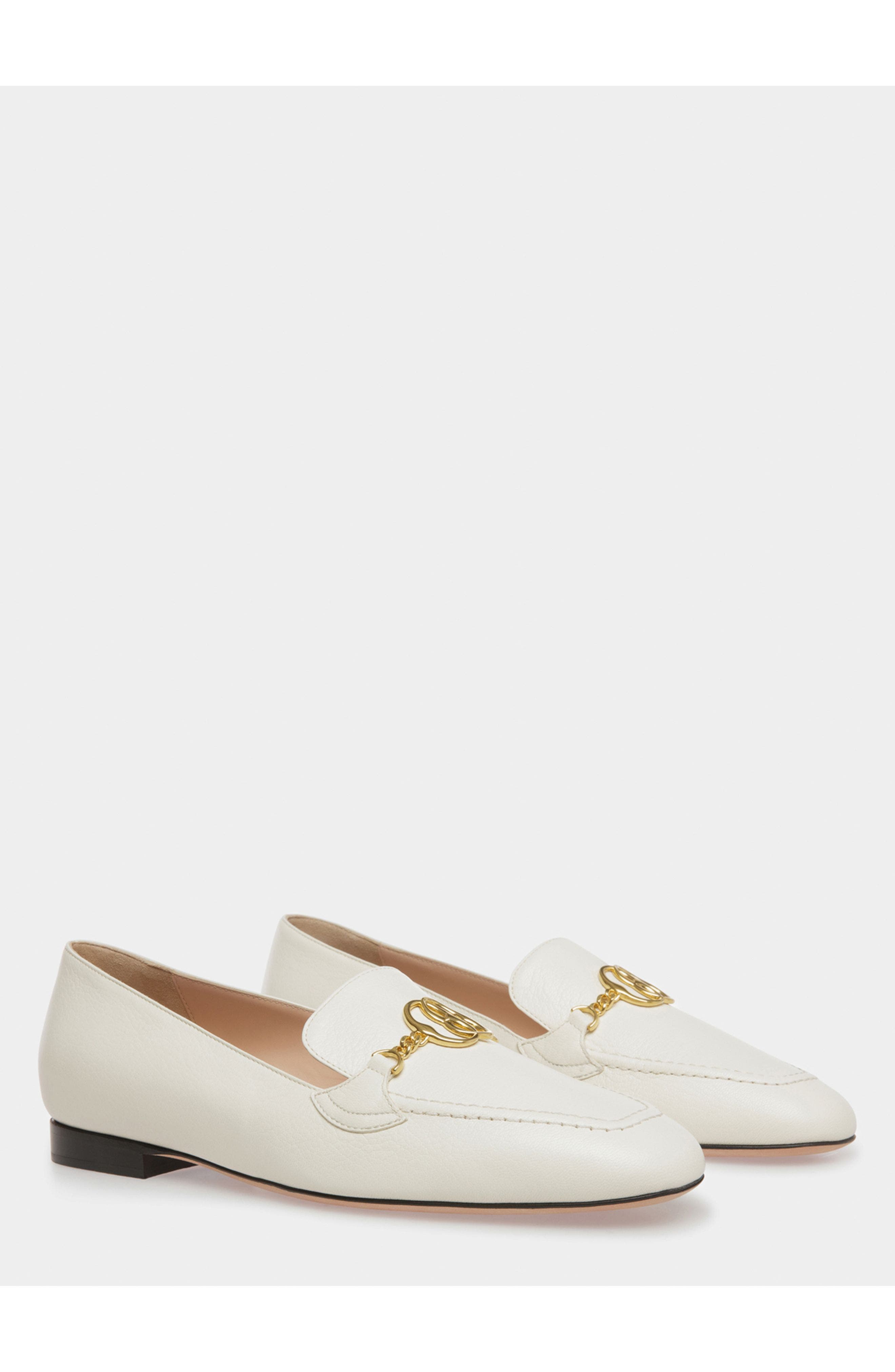 Bally Daily Emblem Loafers In Leather, Alternate, color, White