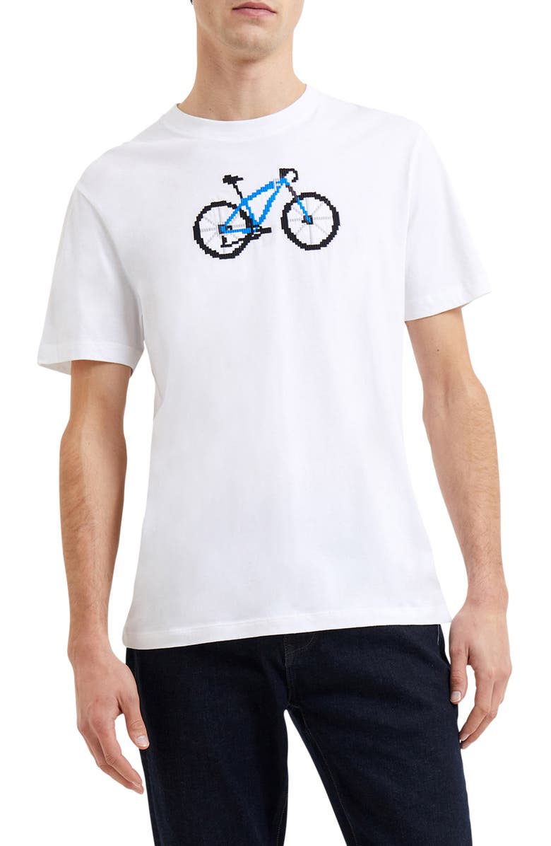 French Connection Embroidered Pixel Bicycle T-Shirt, Main, color, 