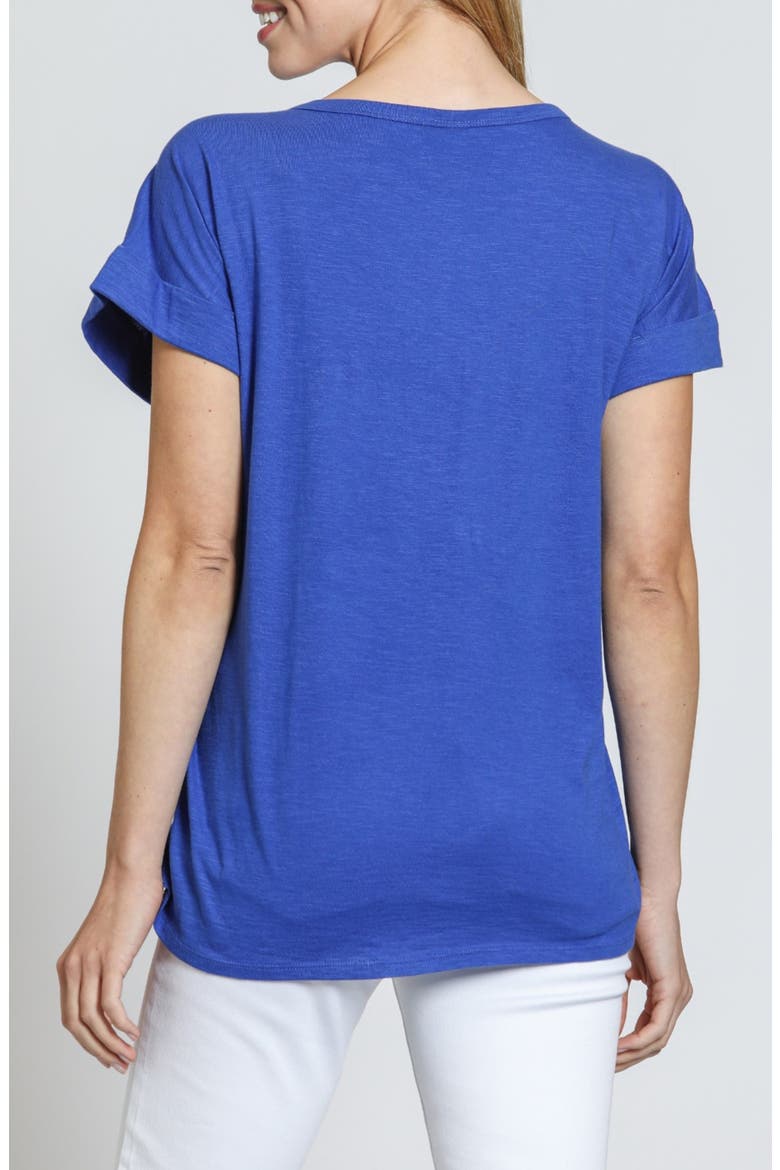 High-Low Hem Cuffed T-Shirt, Alternate, color, DAZZLING BLUE