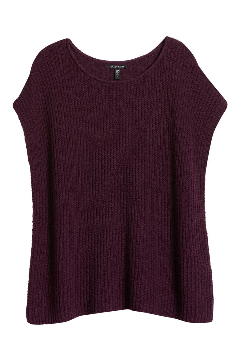 Ballet Neck Cap Sleeve Organic Cotton Sweater, Alternate, color, BLACKBERRY