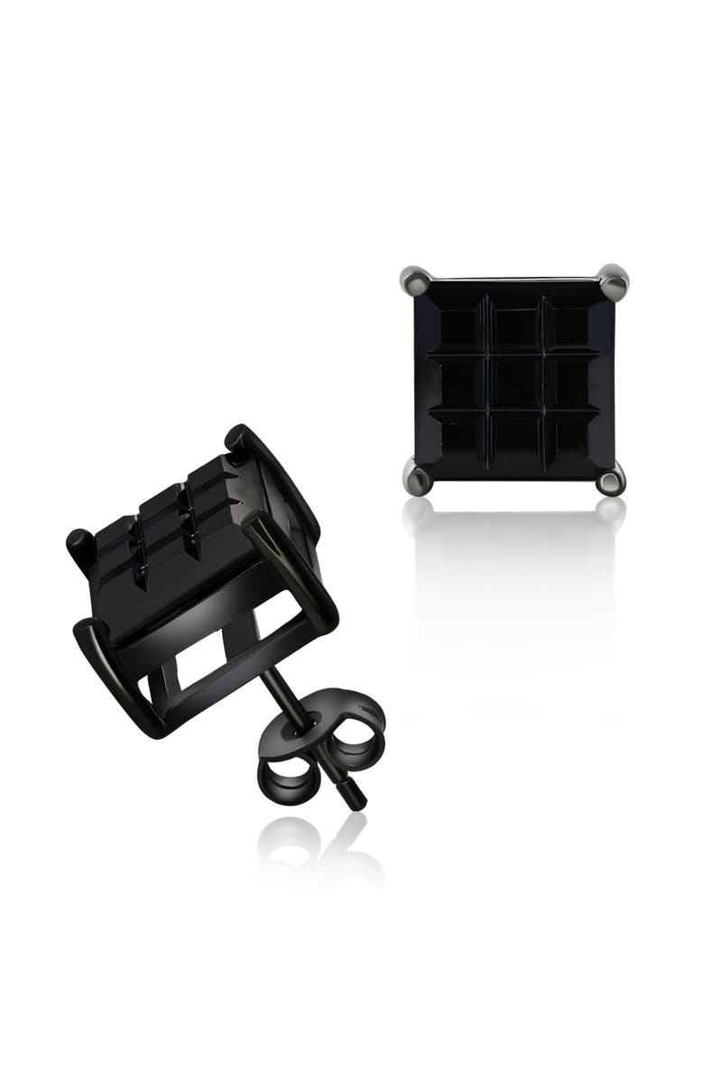 Donatello Gian Sterling Silver Black Rhodium Plated Large Diamond Cut Studs, Main, color, Black