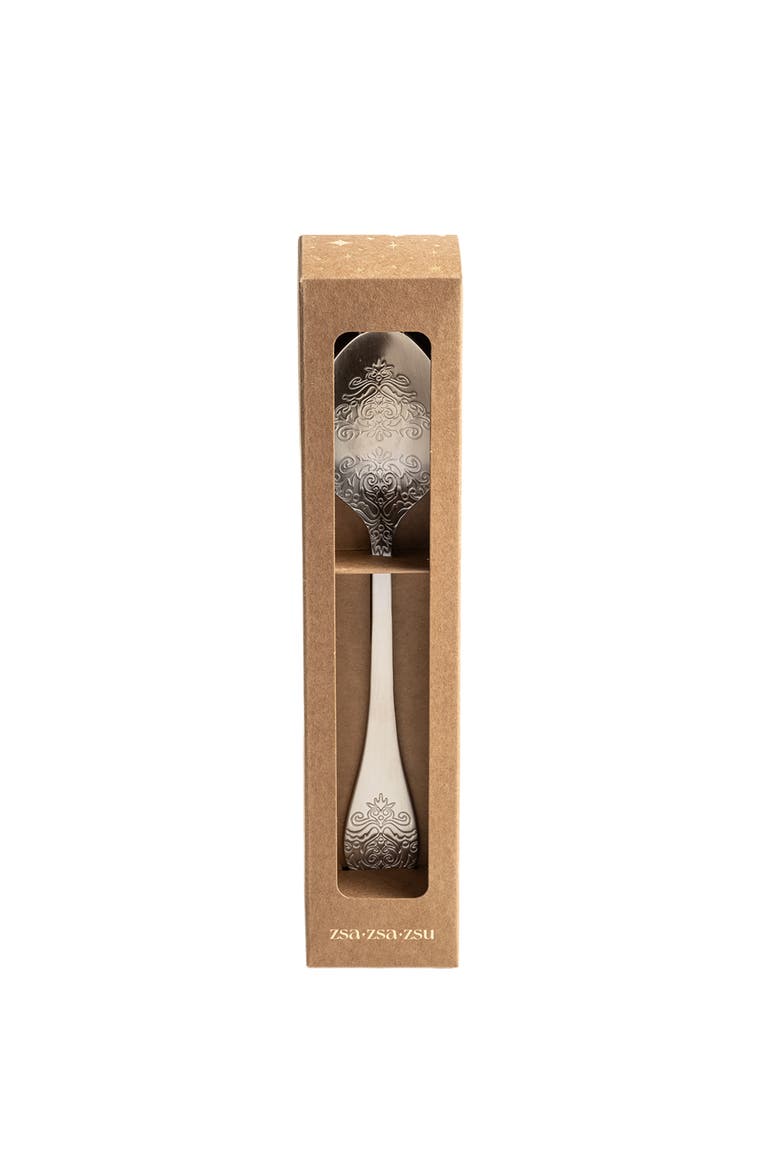 Dume Patterned Stainless Steel Dinner Spoon Set of 4, Main, color, Silver