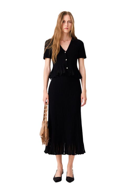 Knit skirt with peplum hem