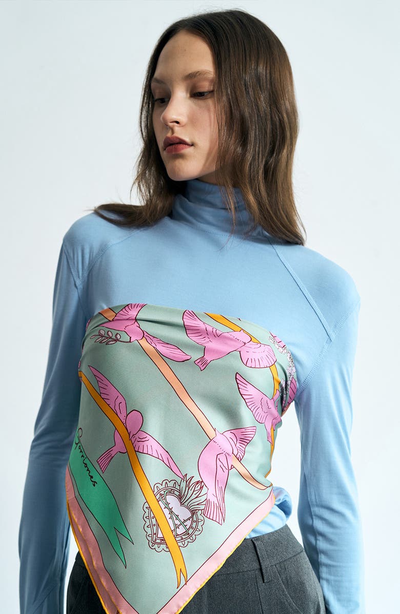 Lost Pattern House of Frida Silk Square Bandana, Alternate, color, Pink