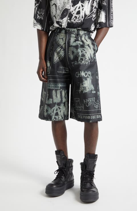 Punk Flyer Print Wide Leg Shorts
