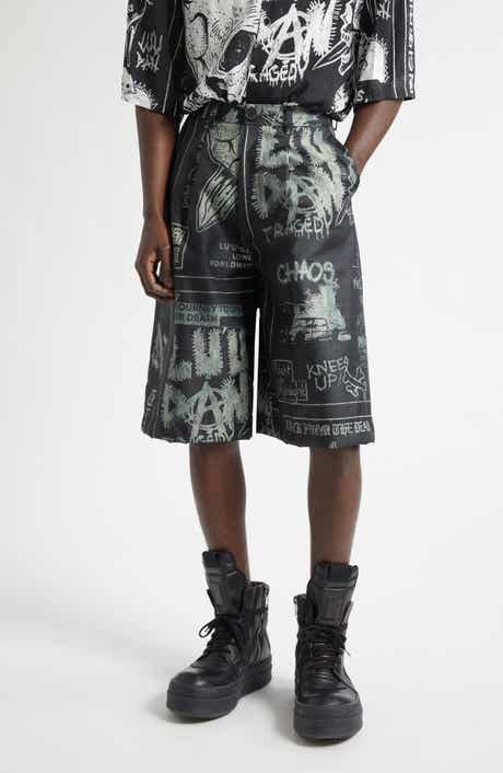 Punk Flyer Print Wide Leg Shorts