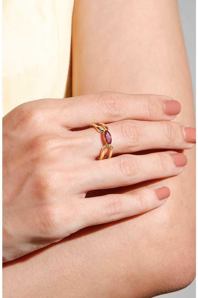 Marquise Crossover Ring, Alternate, color, GOLD GARNET RED