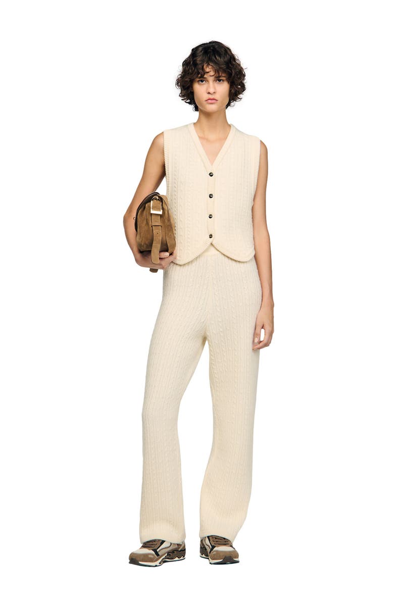 SANDRO Cable knit vest, Alternate, color, Ecru