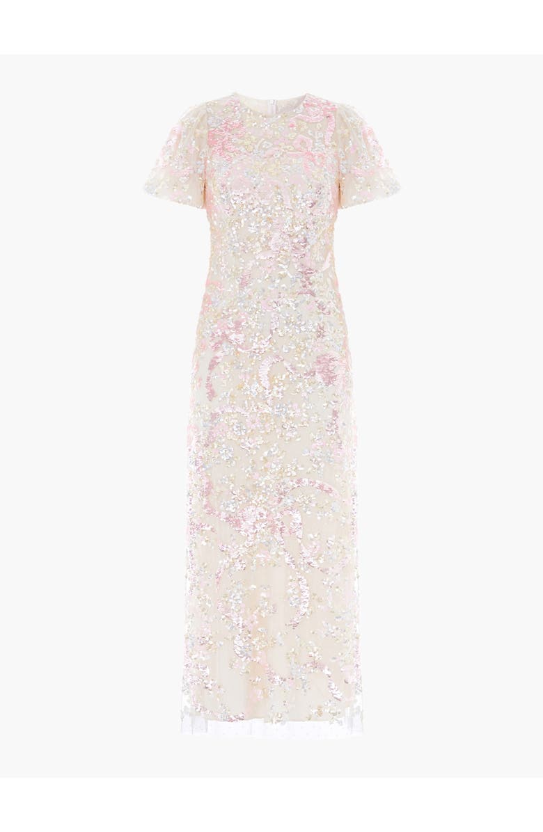 Needle & Thread Dancing Ribbon Puff Sleeve Gown, Alternate, color, Cream/Multi