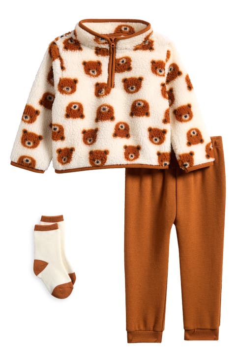 High Pile Fleece Jacket, Joggers & Socks Set