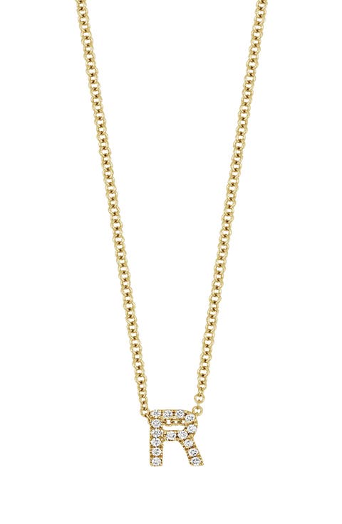 18k Gold Pavé Diamond Initial Pendant Necklace