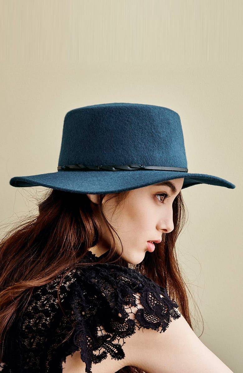 Hinge Flat Brim Felt Hat, Alternate, color, 