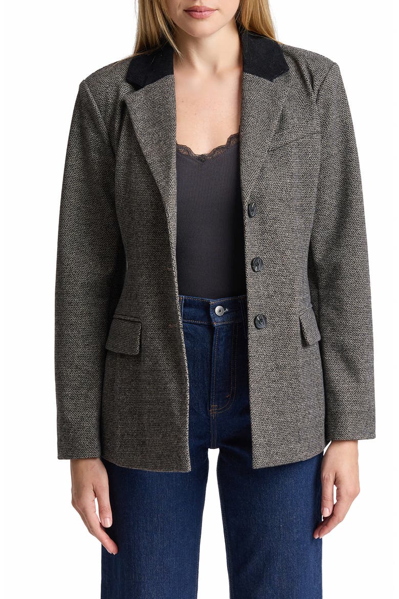 Hourglass Blazer, Alternate, color, BLACK GREY PLAID