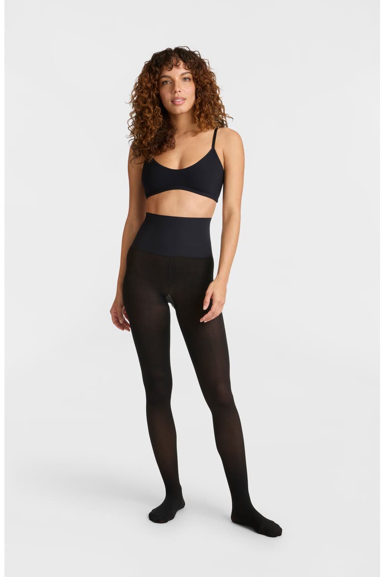 Rib Semisheer Tights, Alternate, color, BLACK