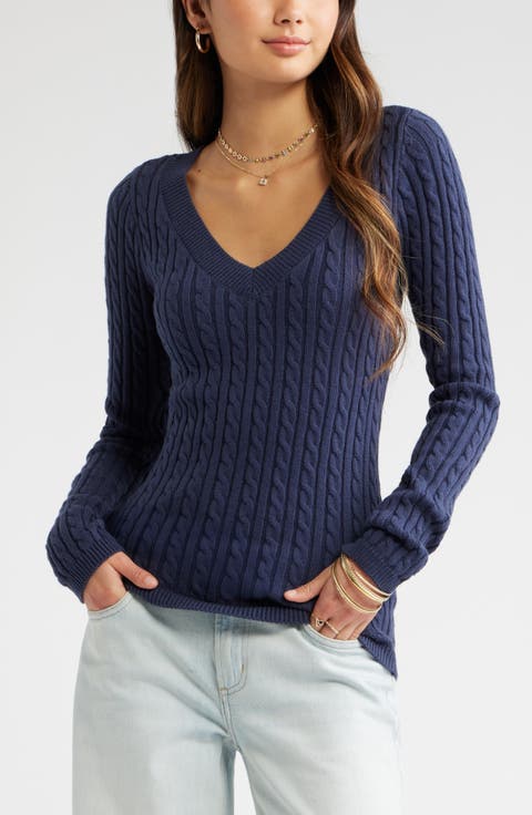 Cable Stitch V-Neck Sweater