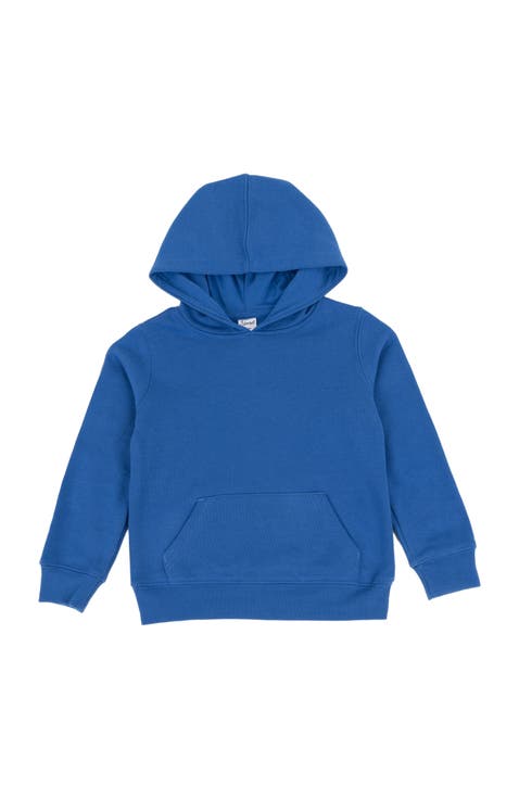 Kids Pullover Hoodie, Cotton Blend, Kangaroo Pocket, Solid Colors